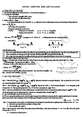 Chuyên đề Điện tích, định luật Coulomb Vật lí lớp 11